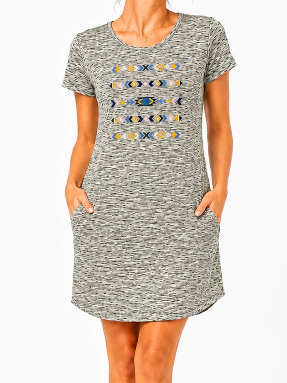 Ariat Womens XL Olive Heather T Shirt Dress Embroidered Western Shift Mini Dress